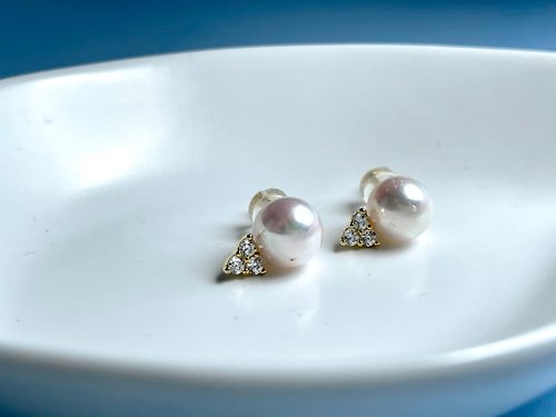Athena珍珠設計 小粉紅 Akoya 天然海水珍珠 S925銀耳針耳環