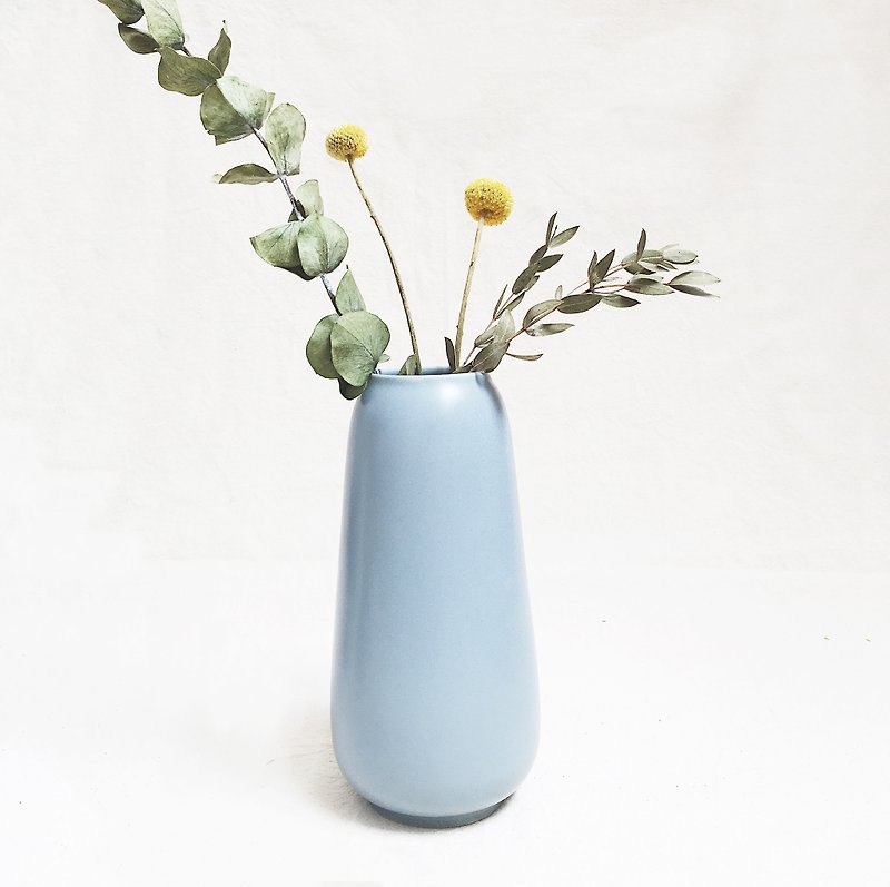 Simple Nordic Wind Flower -Tall Cylinder (L) (Gray Blue) - Plants - Porcelain Gray