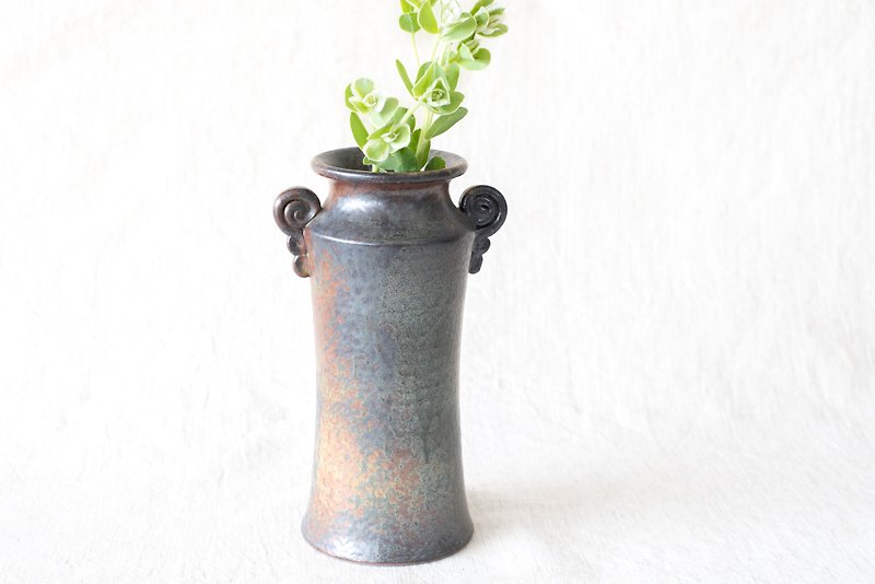 ミニ悪い甘いボトル/手釉の花···手作りの陶器 - 花瓶・植木鉢 - 陶器 カーキ