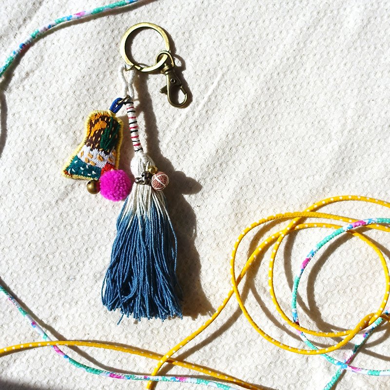 / Exclusive order reservation / DUNIA handmade / Farmhouse / Blue dyed embroidery charm - Liangtian - Charms - Cotton & Hemp Multicolor