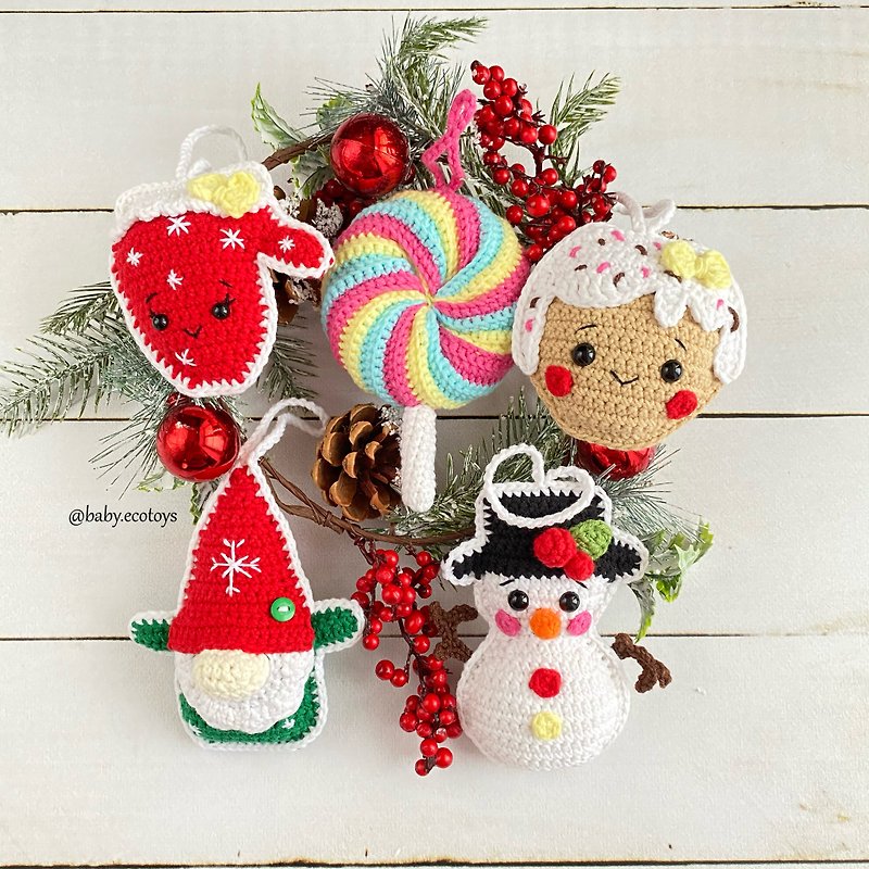 Digital Download - PDF | Crochet amigurumi pattern Christmas set stuffed toys - 編織/羊毛氈/布藝 - 繡線 多色