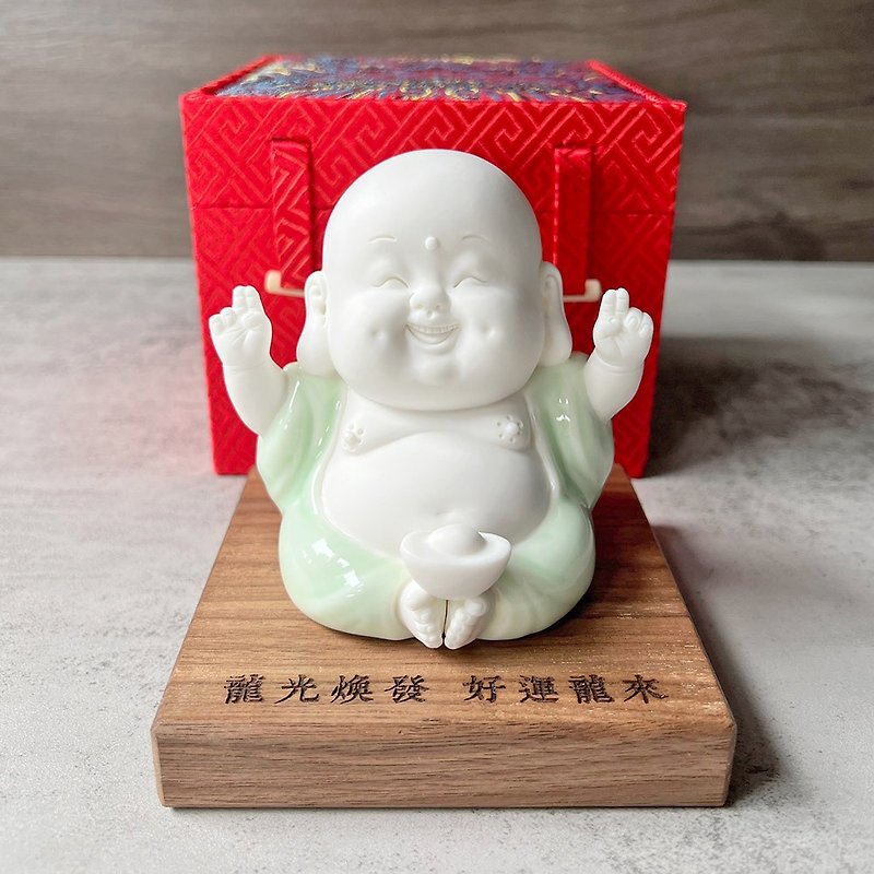 Happy Lucky Buddha Customized Birthdaygift Present Souvenir Chinesegift - ตุ๊กตา - ดินเผา ขาว