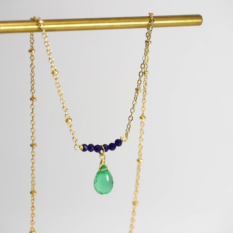 Palace style aristocratic girl faceted drop gemstone necklace - Necklaces - Crystal Green