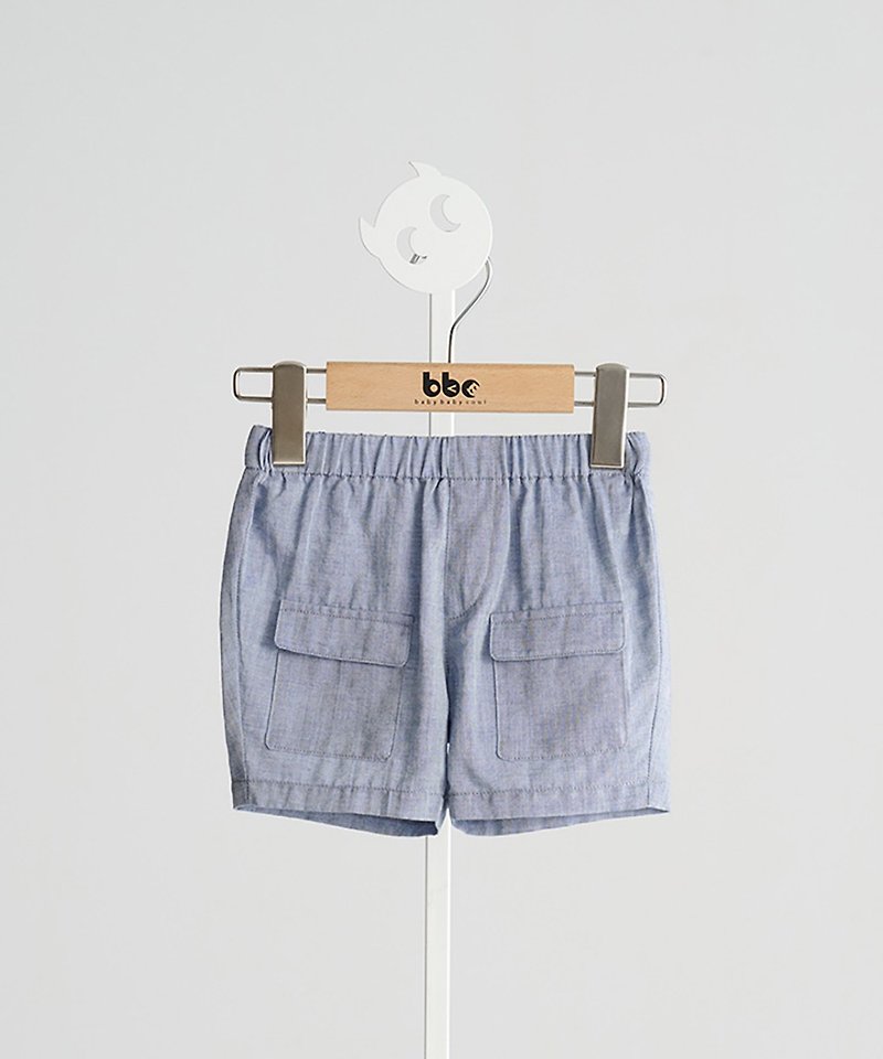 casual pocket shorts - กางเกง - ผ้าฝ้าย/ผ้าลินิน สีน้ำเงิน