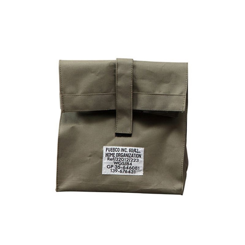 LAMINATED FABRIC LUNCH BOX BAG 雙層壓棉收納反折袋-軍綠色 - 收納箱/收納用品 - 棉．麻 卡其色