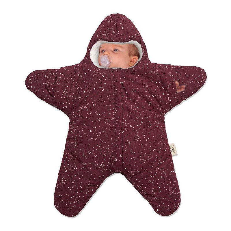[Spanish] Shark bite BabyBites cotton baby sleeping bag - grape red starfish - Bedding - Cotton & Hemp Multicolor