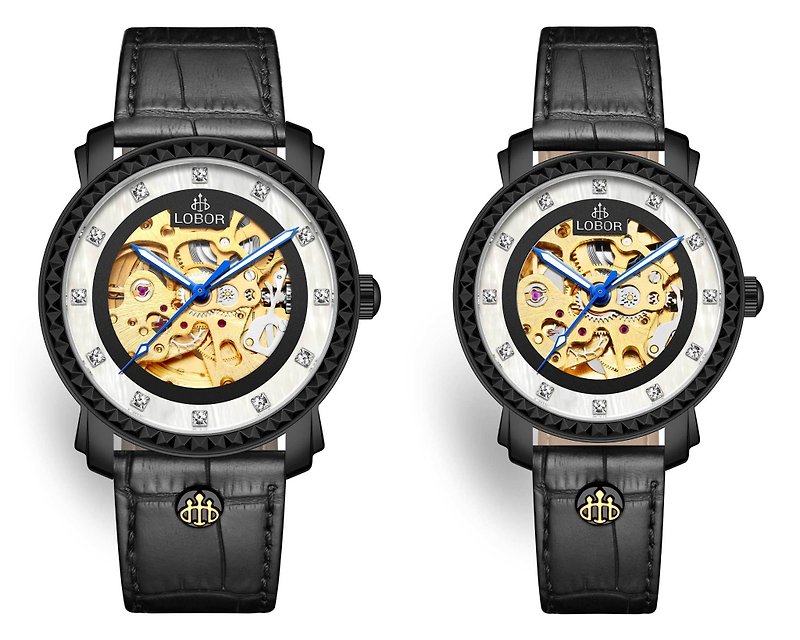 Premier Duddell Pair 機械錶芯 黑色錶殼 真皮錶帶 LOBOR - 女裝錶 - 防水材質 黑色
