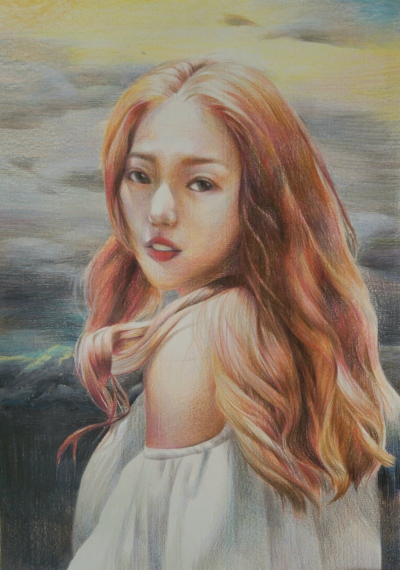 Color pencil sketch portrait painting / custom work - Customized Portraits - Paper 