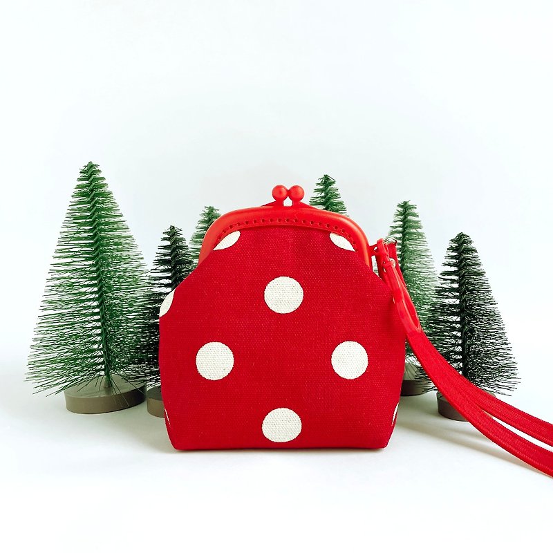 Elegant polka dot plastic coin purse/carrying bag/clutch/red/blue - Coin Purses - Cotton & Hemp Red