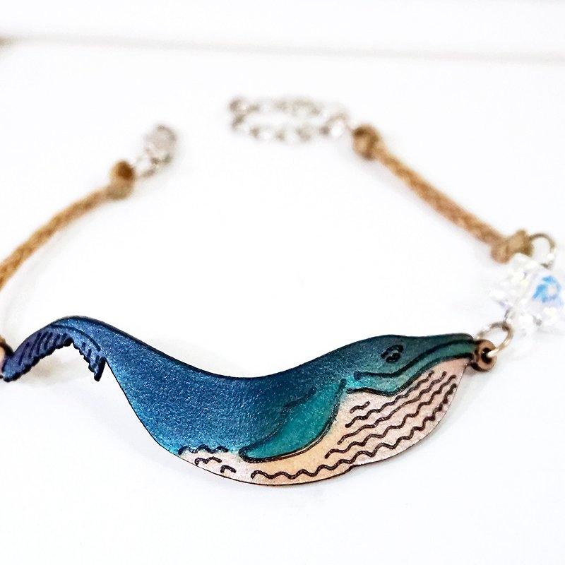 | Leather Jewelry | Ocean dreaming | Little whale bracelet | - Bracelets - Genuine Leather Blue