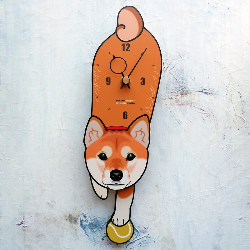 D-002 柴犬-犬の振子時計 - 時計 - 木製 ブラウン