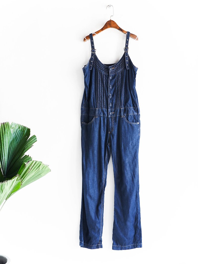 River water mountain - Tokushima youth indigo sea blue girl with tannins harness trousers pound neutral Japanese overalls oversize vintage - Overalls & Jumpsuits - Cotton & Hemp Blue