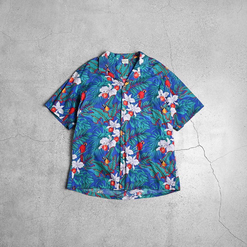 Aloha Shirts 夏威夷衫 / 古巴領襯衫、夏季古著襯衫、保齡球襯衫 - 男襯衫/休閒襯衫 - 棉．麻 藍色