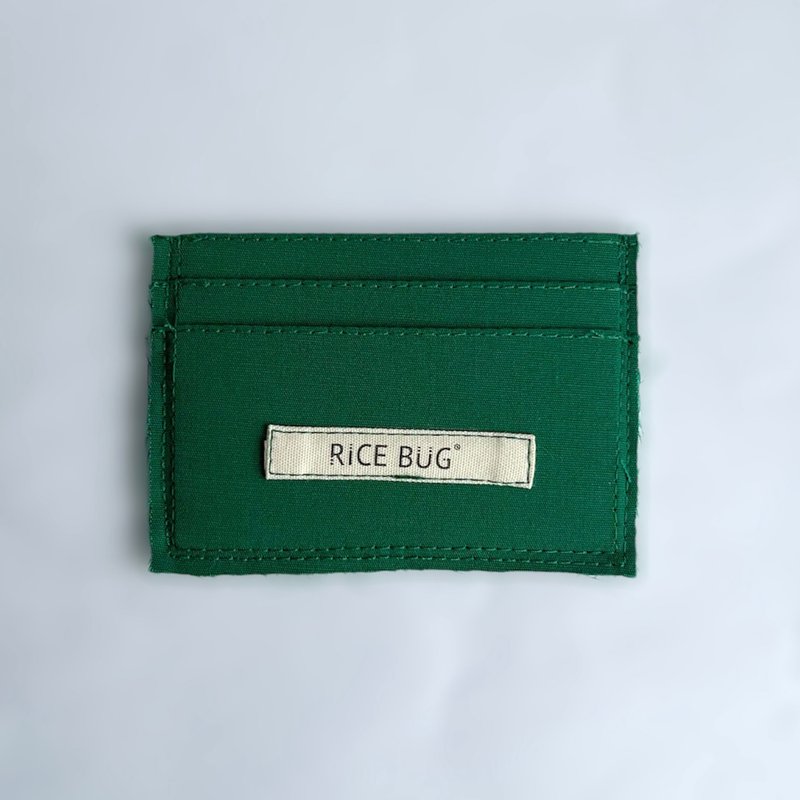 RICE BUG lint handmade cloth card holder 4 cards 1 banknote-green - ID & Badge Holders - Other Man-Made Fibers Green