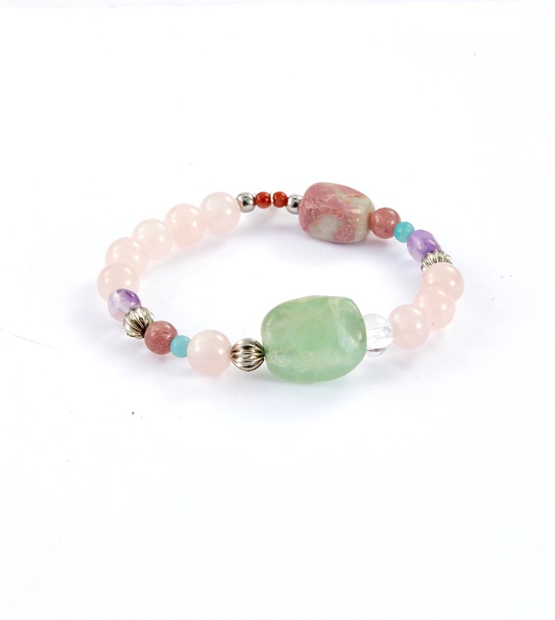Pink crystal x agate x strawberry crystal bracelet - Bracelets - Gemstone Pink