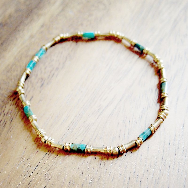 ♦ ViiArt ♦ throttle - Forest ♦ brass turquoise bracelet - Bracelets - Gemstone Gold