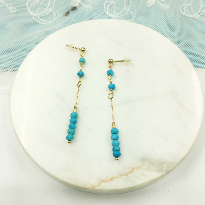 Patronus blue turquoise US 14KGF earrings can be changed to clip - Earrings & Clip-ons - Other Metals Gold