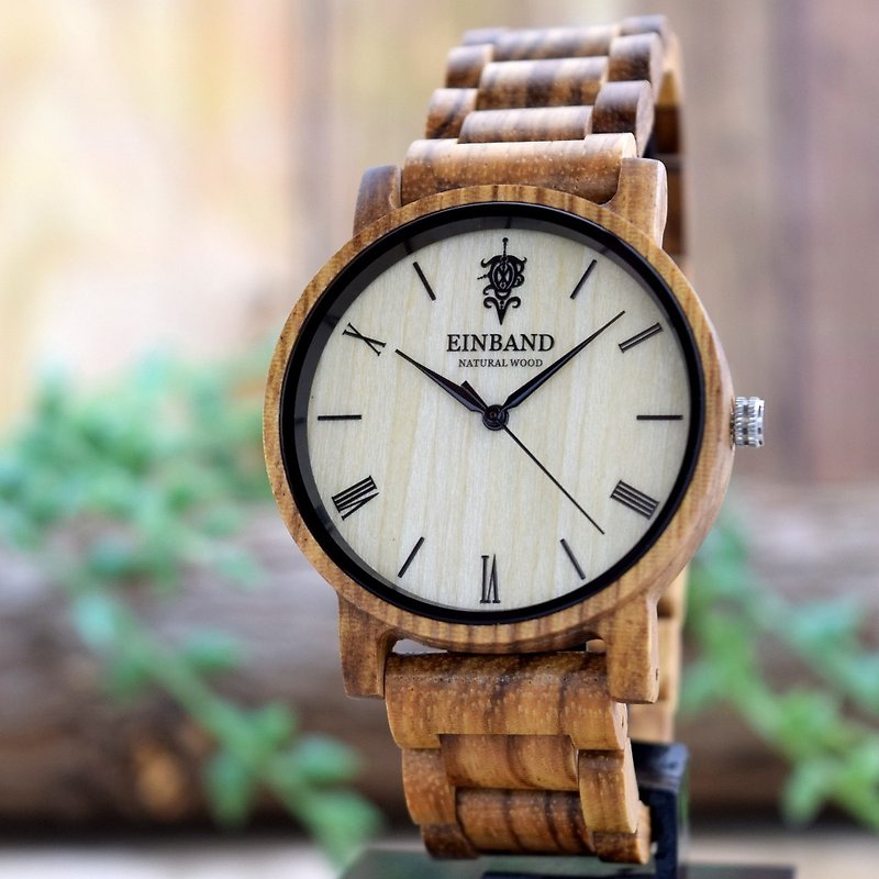 EINBAND Reise Zebrawood 40mm Wooden Watch - ペアウォッチ - 木製 ブラウン