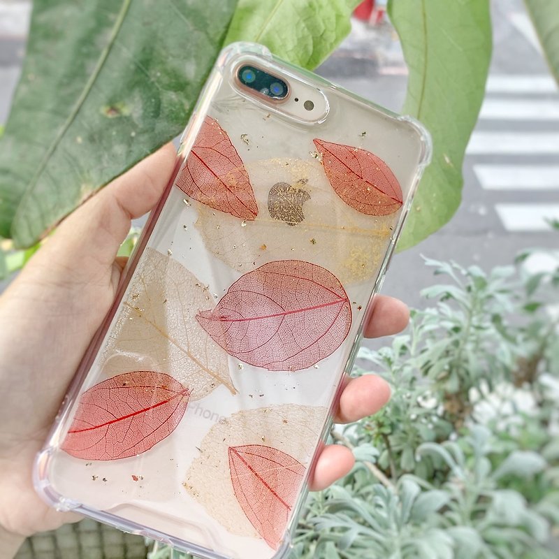 The Leafy - pressed flower phone case - เคส/ซองมือถือ - พลาสติก สีแดง