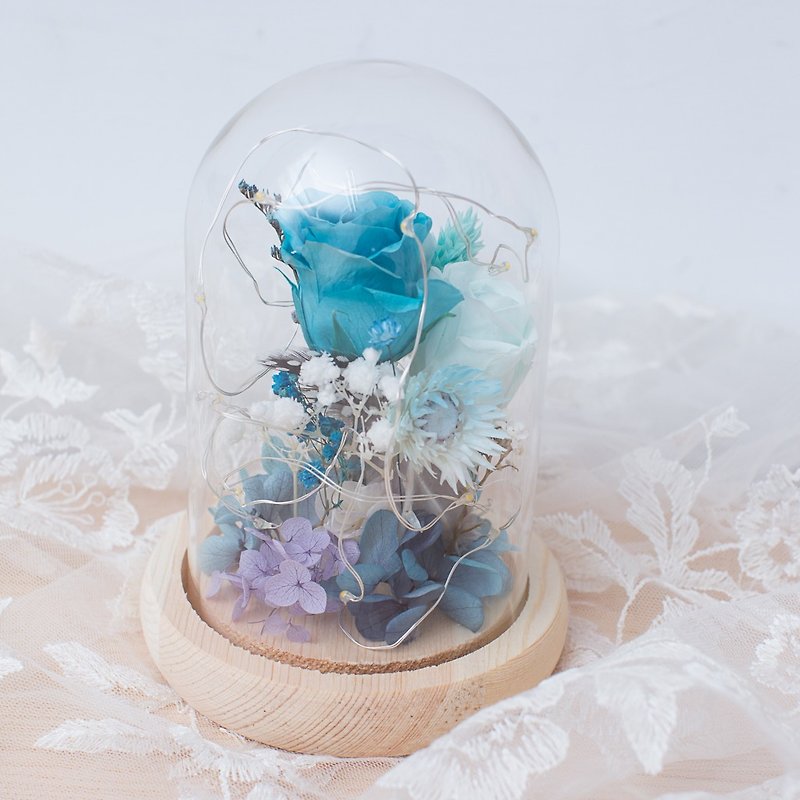 "Three flowers hand-made floral cat" wedding eternity rose flower glass shade - Items for Display - Plants & Flowers Blue