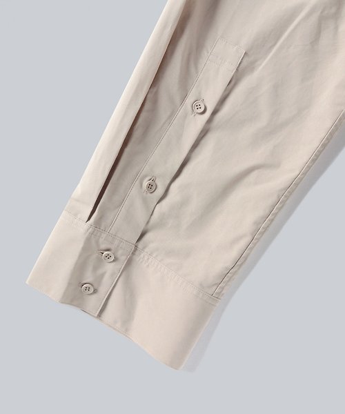 [WHITE MAILS] COTTON PAPER POPLIN BAND COLLAR LONG SHIRT DRESS Shirt dress