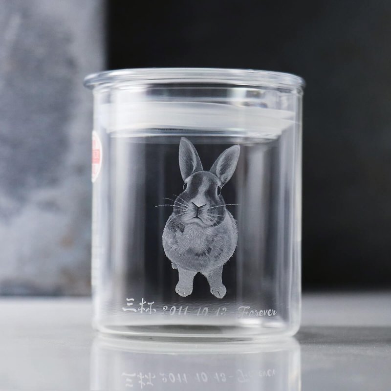 8.5cm [pet urn] portrait of fur child custom-made bright and pure paradise rabbit rabbit hamster - Customized Portraits - Glass Gray