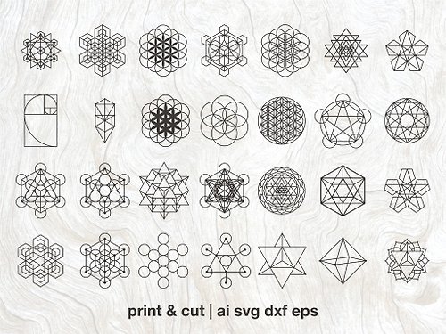 Oni Shop Sacred geometry svg bundle, 20 sacred symbols, geometry mandala, svg ai eps dxf