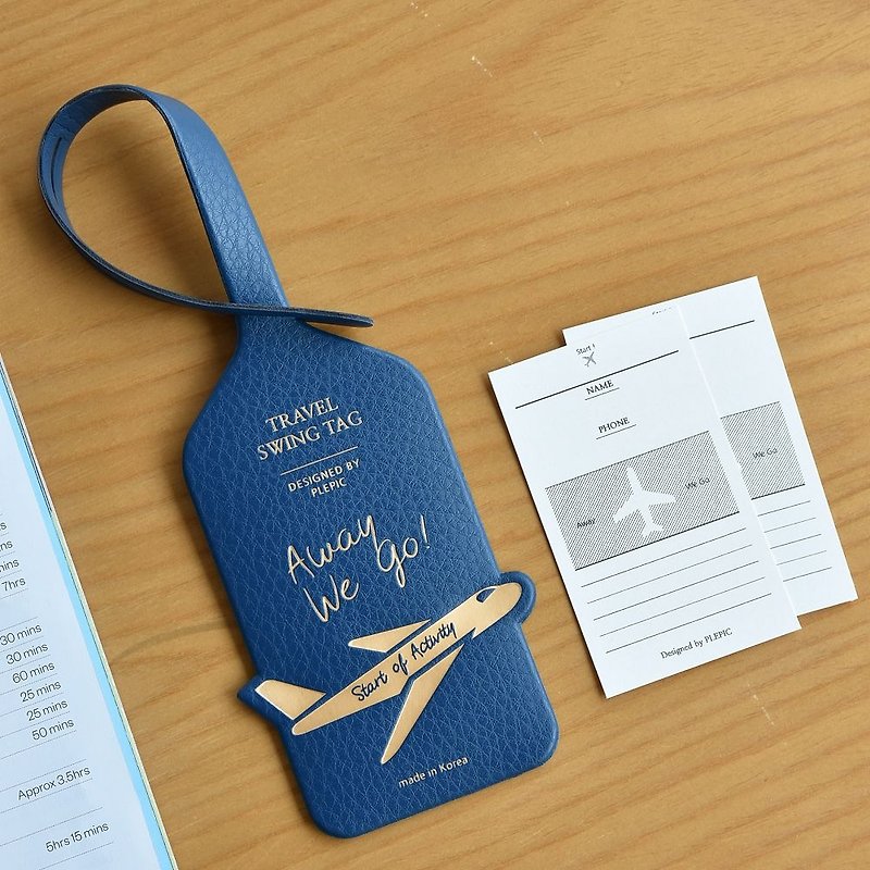 Departure Leather Travel Tag - Navy Blue, PPC95017 - Luggage Tags - Faux Leather Blue