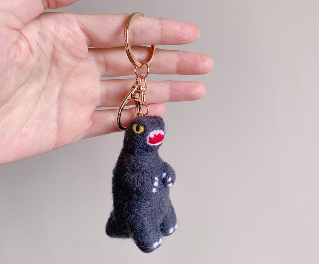 Wool felt Godzilla dinosaur key ring - Shop momoderqq