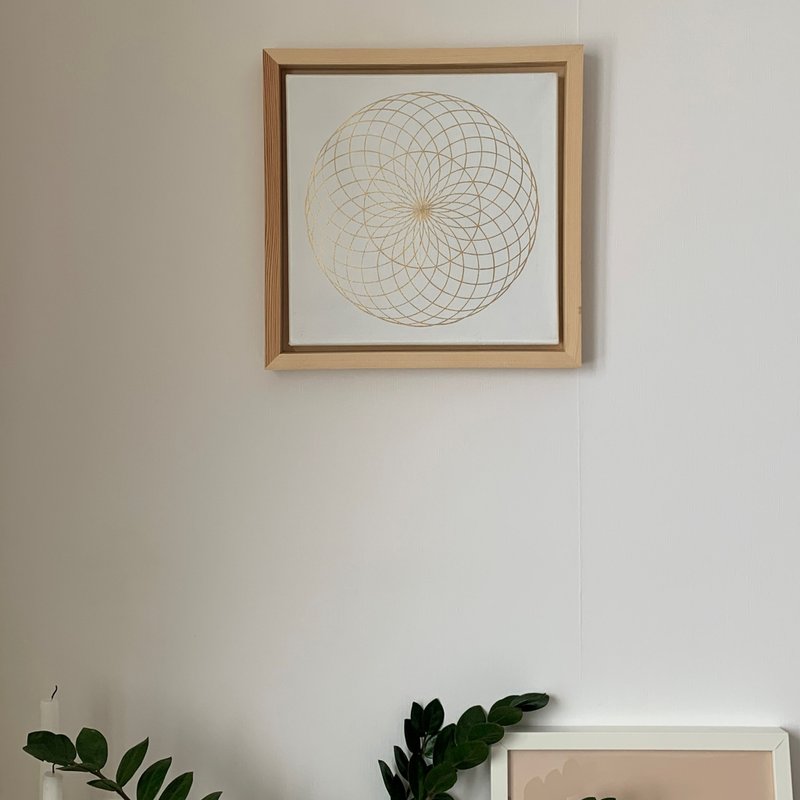 Mandala Torus symbol | Sacred geometry decor | Spiritual minimalist painting - 壁貼/牆壁裝飾 - 壓克力 白色