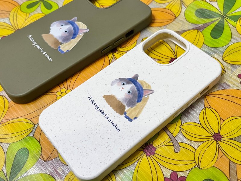 Girl cat wearing pearl earring iphone mobile phone case pet customization - Phone Cases - Plastic 