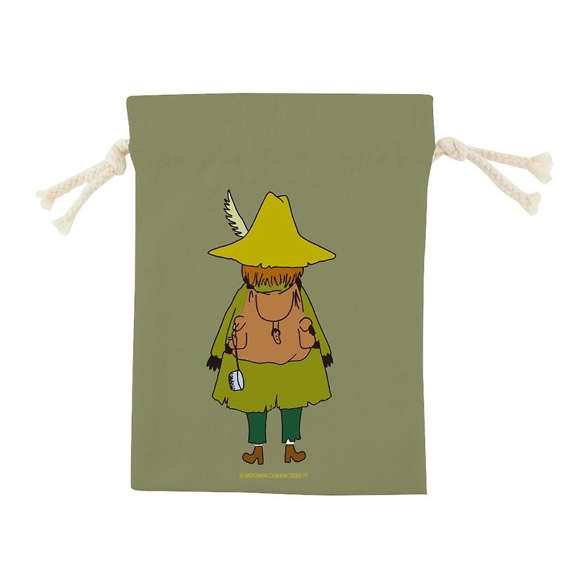 MOOMIN授權 -彩色束口袋  阿金(軍綠) - 化妝包/收納袋 - 棉．麻 綠色
