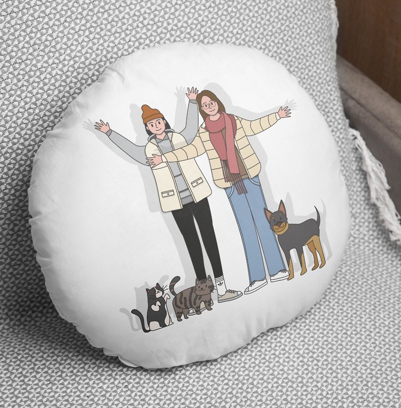 [Customized] Portrait-like face painting | Round pillow | Includes painting and electronic file of mobile phone tablecloth - Pillows & Cushions - Polyester 
