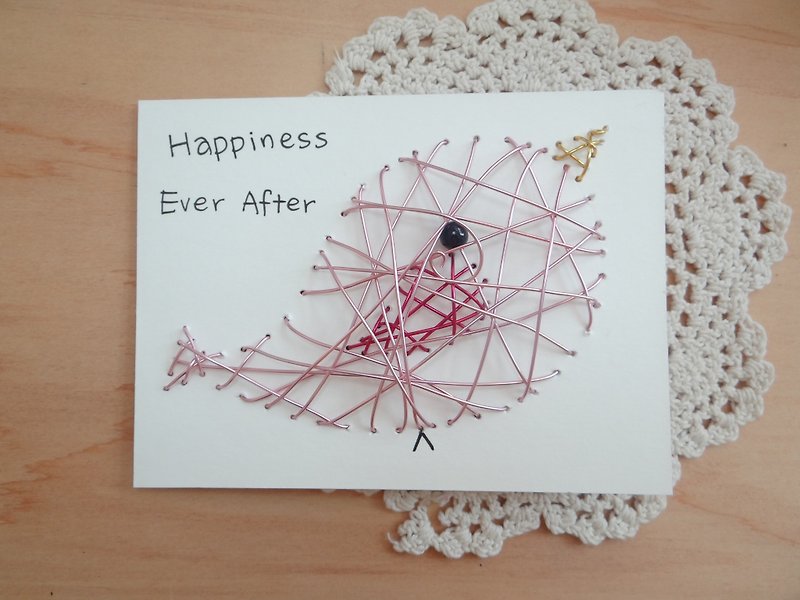 超觸感鋁線立體卡片~幸福到永遠情人節快樂 - 心意卡/卡片 - 紙 粉紅色