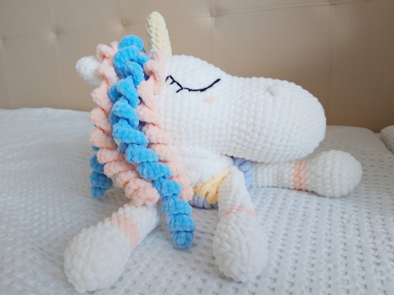 First birthday girl gift, plush unicorn, pajama bag, baby shower gifts - 寶寶/兒童玩具/玩偶 - 繡線 多色