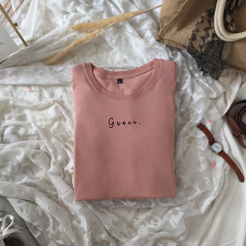 棉．麻 其他 粉紅色 - Grace, a shirt designed from bible verses.