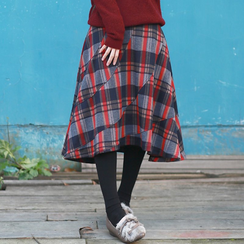 ドレスの気質レトロハイウエストのスカートアークステッチで陳庭妮ゲズィ春の女性のスカート - パンツ レディース - コットン・麻 レッド