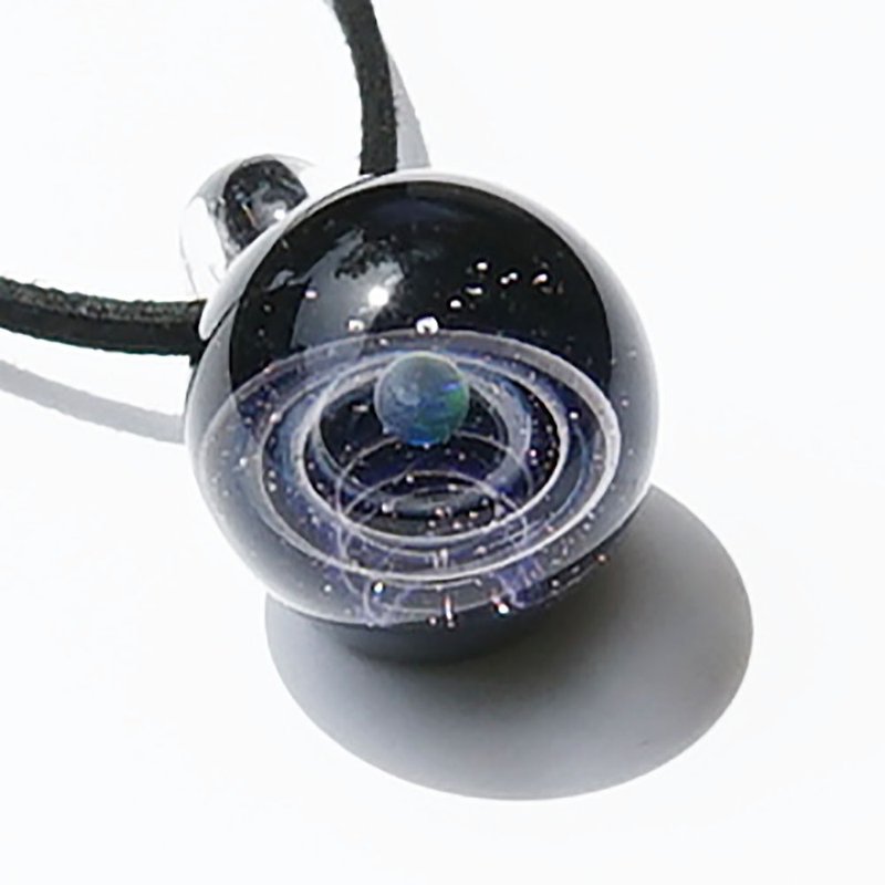 The world of purple. Glass pendant with green opal Star planet universe - Necklaces - Glass Blue