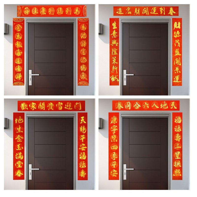 【2026 馬年 手書き春聯】七字門聯 | 金字手書き春聯 - ご祝儀袋・ポチ袋 - 紙 