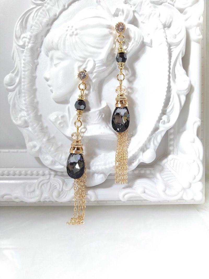SWAROVSKI 系列【細雨】夾式 針式耳環  流蘇 三色 施華洛世奇 - 耳環/耳夾/耳骨夾 - 水晶 