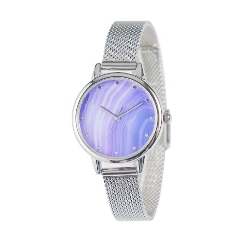 S and M watch 【聖誕禮盒】藍色瑪瑙紋路手錶 米蘭錶帶 女裝手錶 全球免運
