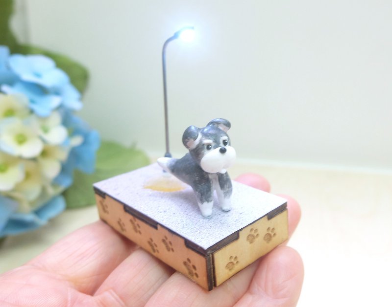 Miniature Schnauzer Diorama (Wee Wee) - Stuffed Dolls & Figurines - Other Materials Multicolor