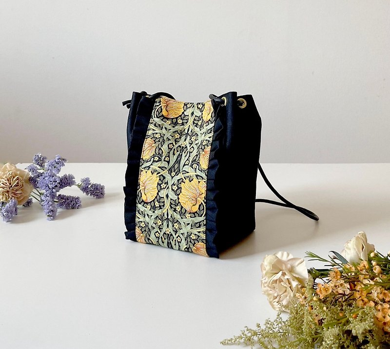 2way canvas mini bag  Morris black - กระเป๋าแมสเซนเจอร์ - ผ้าฝ้าย/ผ้าลินิน สีดำ
