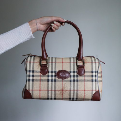 BURBERRY Vintage Haymarket Check Boston Bag - A Retro Tale