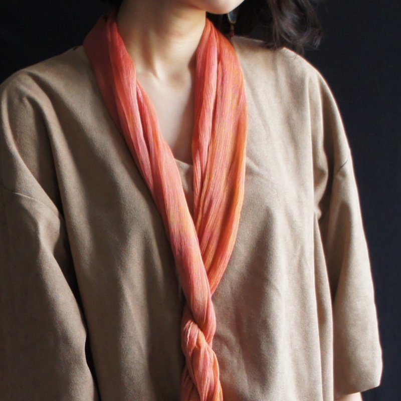 Natural dye - silk scarf - Scarves - Silk Orange