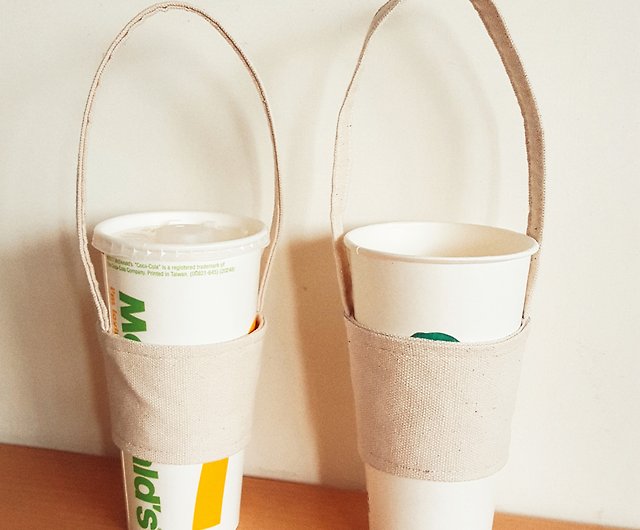 Wholesale Eco-friendly Cotton Cloth Cup Sleeve Reusable Drink Cup Holder Coffee  Cup Holder with Handle From m.
