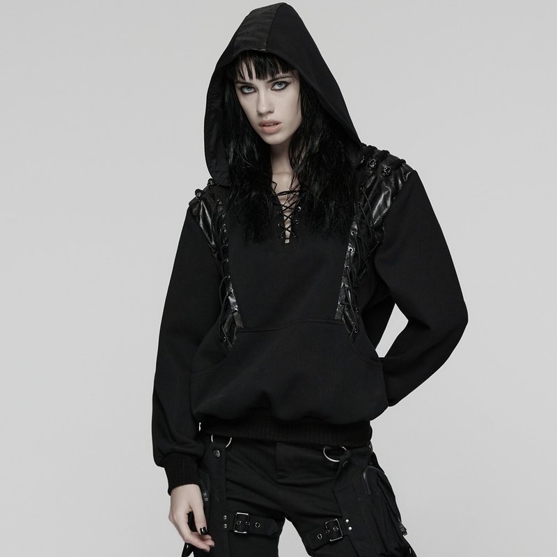 龐克街頭巫師骷髏護符連帽衛衣 - 中性衛衣/T 恤 - 其他材質 黑色