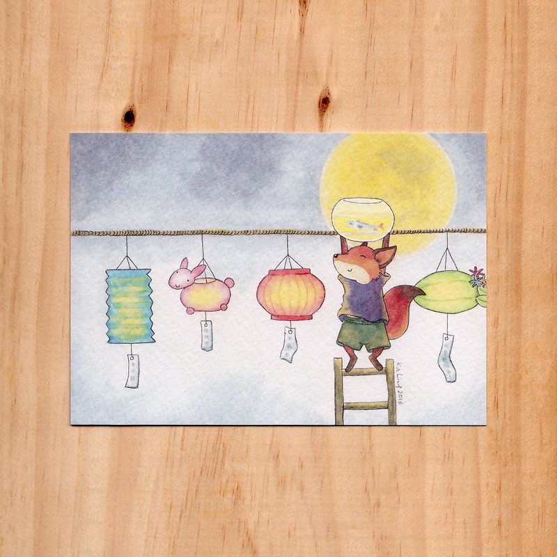 小さなキツネとホリデー あなたは私の月光水彩画の本 ポストカード - カード・はがき - 紙 