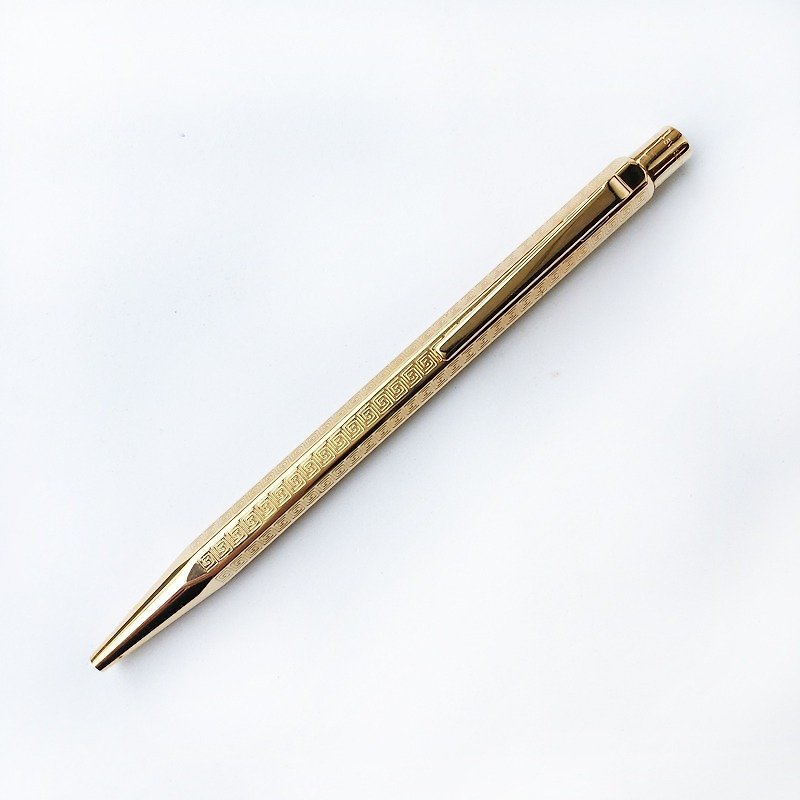 CARAN d'ACHE レトロ柄ボールペン | スイス製弾性ペンクリップ レトロ - 油性・ゲルインクボールペン - 金属 ゴールド