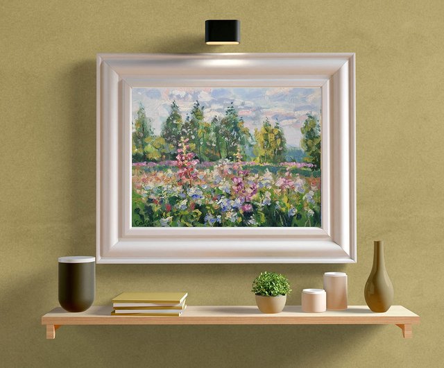 「咲く」　手描き　油絵　風景画　原画　油彩画　印象派 楽天市場】手描き 油絵 絵画 額入り 油彩 F4サイズ 新屋敷一平